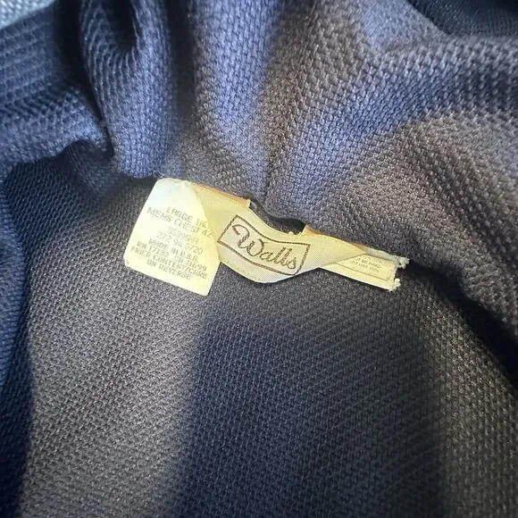 Vintage Walls Duck Canvas Jacket Hooded Full Zip Large Lined Blue Workwear 90s